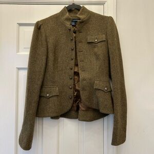 Ralph Lauren alpaca wool-blend equestrian-style olive blazer